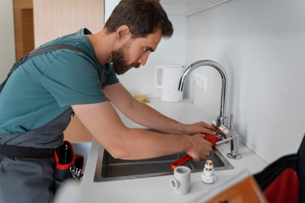 VVS-installatør i arbejde